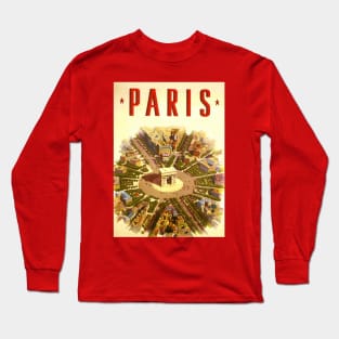 Vintage Travel Poster, Arc de Triomphe in Paris Long Sleeve T-Shirt